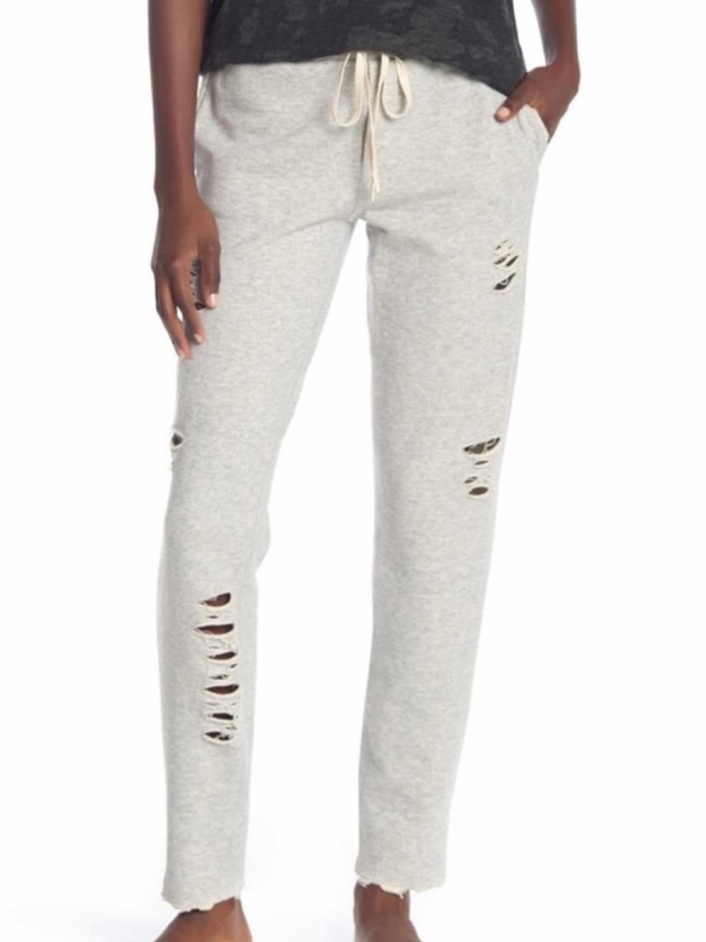 BOGO! ALO Yoga Distressed Ripped Sweatpants Heather Gray Size Large